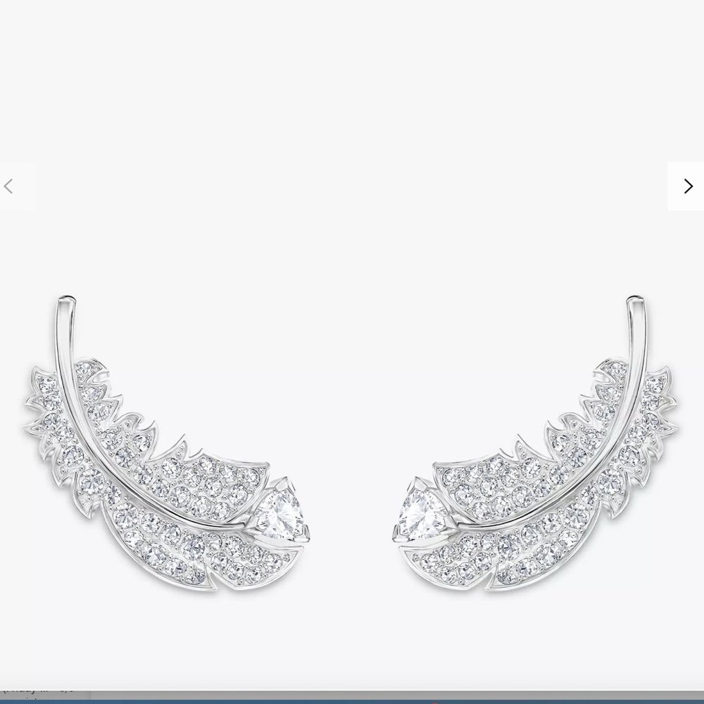 - Swarovski feather earrings - Authentic rhodium plated